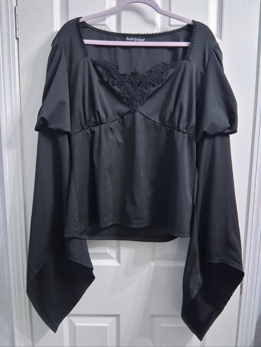 Scarlet Darkness Gothic Blouse Whimsigoth Bell Sleeves Plus Size 2x Stretch